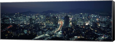 Framed Aerial view of a city, Seoul, South Korea 2011 Print