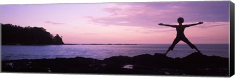 Framed Rear view of a woman exercising on the coast, La Punta, Papagayo Peninsula, Costa Rica Print