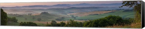 Framed Farmhouse in valley, Val d&#39;Orcia, Tuscany, Italy Print