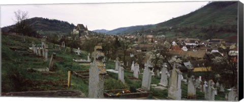 Framed Tombstones in a cemetery, Saxon Church, Biertan, Sibiu County, Transylvania, Romania Print