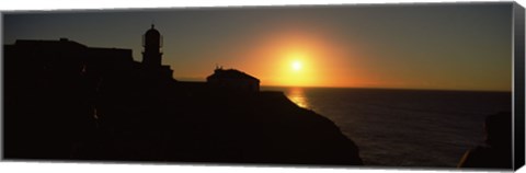 Framed Lighthouse on the coast, Cape Sao Vincente, Sagres, Algarve, Portugal Print