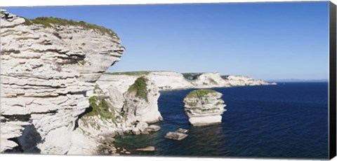 Framed Limestone cliffs on the coast, Grain De Sable, Bonifacio, Corsica, France Print