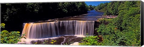 Framed Waterfall in a forest, Tahquamenon Falls, Tahquamenon River, Michigan, USA Print