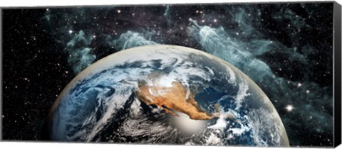 Framed Earth in space Print