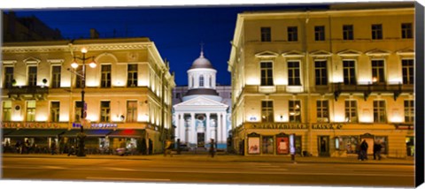 Framed Buildings in a city lit up at night, Nevskiy Prospekt, St. Petersburg, Russia Print