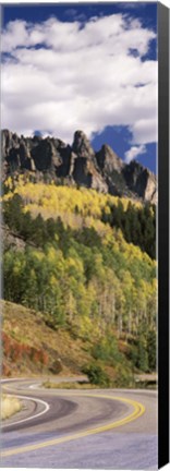 Framed Winding road passing through mountains, Jackson Guard Station, Ridgway, Colorado, USA Print