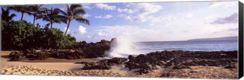 Framed Rock formations at the coast, Maui Coast, Makena, Maui, Hawaii, USA Print