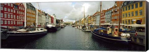 Framed Boats in a canal, Nyhavn, Copenhagen, Denmark Print