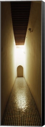 Framed Corridor inside the Bahia Palace, Marrakesh, Morocco Print