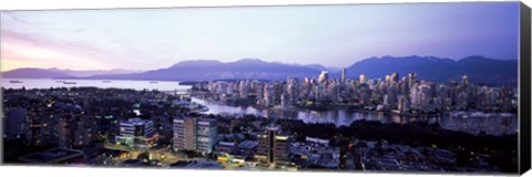 Framed Aerial view of cityscape at sunset, Vancouver, British Columbia, Canada 2011 Print