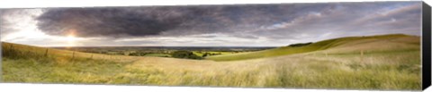 Framed Sunset over a landscape, Uffington, Oxfordshire, England Print
