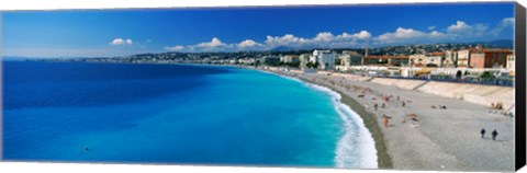 Framed Tourists on the beach, Nice, Promenade Des Anglais, Provence-Alpes-Cote d&#39;Azur, France Print