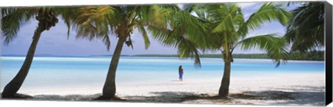 Framed Woman in sarong on the beach, One Foot Island, Aitutaki, Cook Islands Print