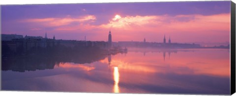 Framed Reflection of a building in water, Riddarfjarden, Stockholm, Sweden Print