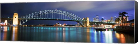 Framed Sydney Harbour Bridge with the Sydney Opera House in the background, Sydney Harbor, Sydney, New South Wales, Australia Print