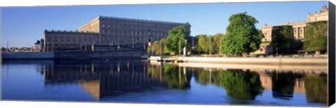 Framed Reflection of a palace in water, Royal Palace, Stockholm, Sweden Print