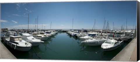 Framed Boats docked in the small harbor, Provence-Alpes-Cote d&#39;Azur, France Print