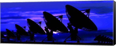 Framed Silhouette of satellite dishes Print