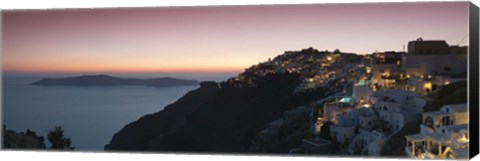 Framed Village on a cliff, Firostefani, Santorini, Cyclades Islands, Greece Print