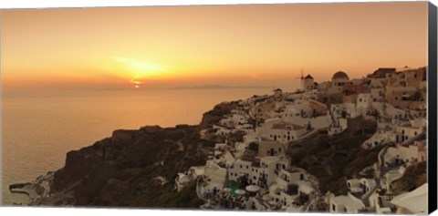 Framed Village on a cliff, Oia, Santorini, Cyclades Islands, Greece Print