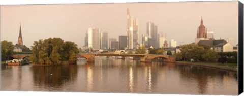 Framed City at the waterfront, Main River, Frankfurt, Hesse, Germany Print