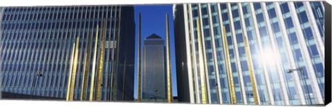 Framed Buildings in a city, Canada Square Building, Canary Wharf, Isle of Dogs, London, England Print