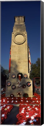 Framed Cenotaph and wreaths, Whitehall, Westminster, London, England Print