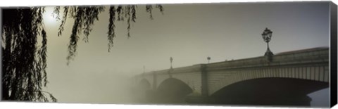 Framed Putney Bridge during fog, Thames River, London, England Print