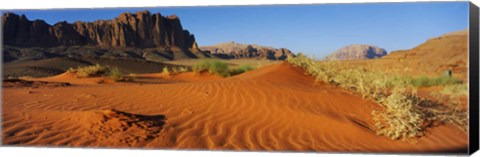 Framed Jebel Qatar from the valley floor, Wadi Rum, Jordan Print