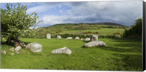 Framed Piper&#39;s Stone, Bronze Age Stone Circle (1400-800 BC) of 14 Granite Boulders, Near Hollywood, County Wicklow, Ireland Print