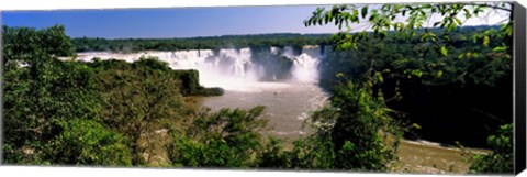 Framed Floodwaters cascading into the river at Iguacu Falls, Brazil Print