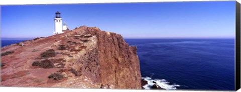 Framed Lighthouse at a coast, Anacapa Island Lighthouse, Anacapa Island, California, USA Print