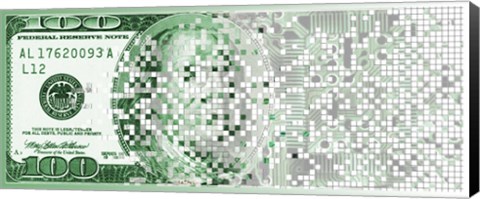 Framed One Hundred Dollar Bill turning digital Print