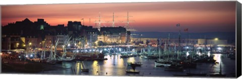 Framed Boats at a harbor, Rosmeur Harbour, Douarnenez, Finistere, Brittany, France Print