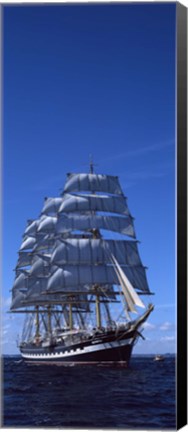 Framed Tall ships race in the ocean, Baie De Douarnenez, Finistere, Brittany, France Print