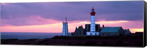 Framed Saint Mathieu Lighthouse at Dusk, Finistere, Brittany, France Print