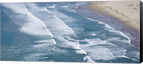 Framed Aerial view of surf on the beach, Pismo Beach, San Luis Obispo County, California, USA Print