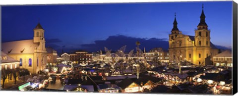 Framed Christmas market lit up at night, Ludwigsburg, Baden-Wurttemberg, Germany Print