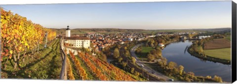 Framed Vineyards around a castle, Horneck Castle, Gundelsheim, Baden-Wurttemberg, Germany Print