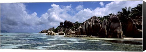 Framed Rock formations at the coast, Anse Source d&#39;Argent, La Digue Island, Seychelles Print