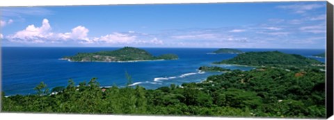 Framed View over Anse L&#39;Islette and Therese Island, Seychelles Print