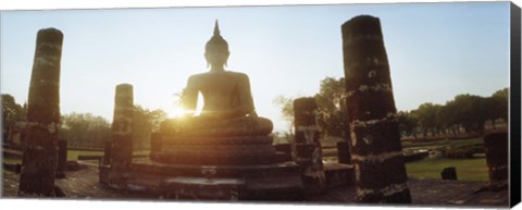 Framed Statue of Buddha at sunset, Sukhothai Historical Park, Sukhothai, Thailand Print