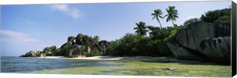 Framed Rock formations on the coast, Anse Source d&#39;Argent, La Digue Island, Seychelles Print