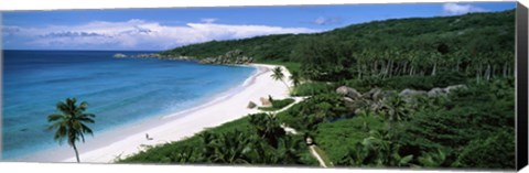 Framed High angle view of Grand Anse Beach, La Digue Island, Seychelles Print