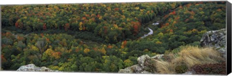 Framed Fall colors on mountains near Lake of the Clouds, Ontonagon County, Upper Peninsula, Michigan, USA Print