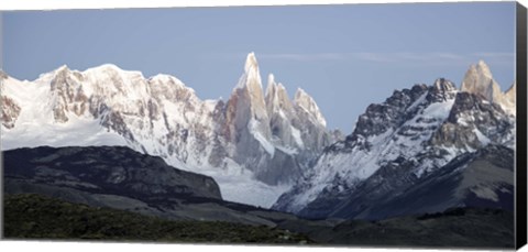 Framed Snowcapped mountain range, Mt Fitzroy, Argentine Glaciers National Park, Santa Cruz Province, Patagonia, Argentina Print