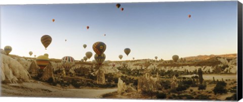 Framed Hot air balloons taking off, Cappadocia, Central Anatolia Region, Turkey Print