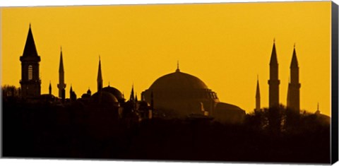 Framed Silhouette of a mosque, Blue Mosque, Istanbul, Turkey Print