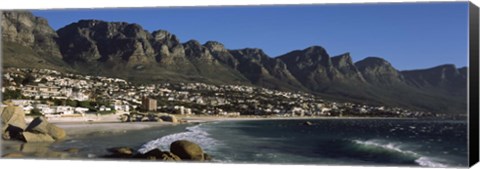 Framed Town at the coast with a mountain range, Twelve Apostle, Camps Bay, Cape Town, Western Cape Province, Republic of South Africa Print