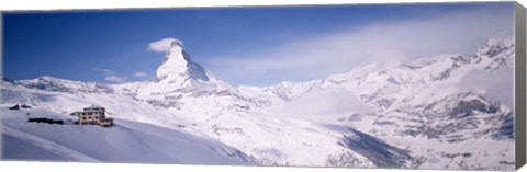Framed Hotel on a polar landscape, Matterhorn, Zermatt, Switzerland Print